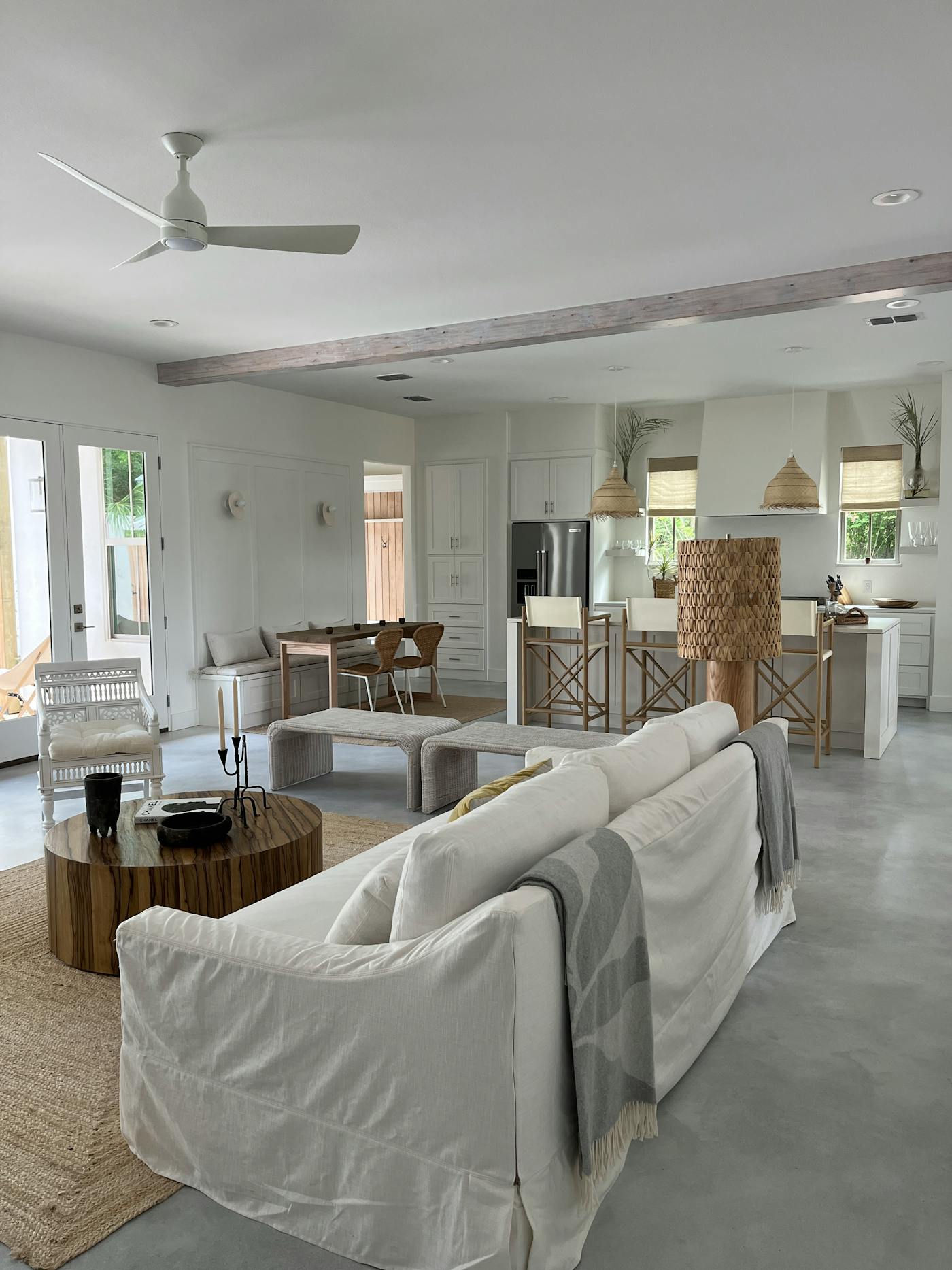 Bright modern kitchen and dining interior